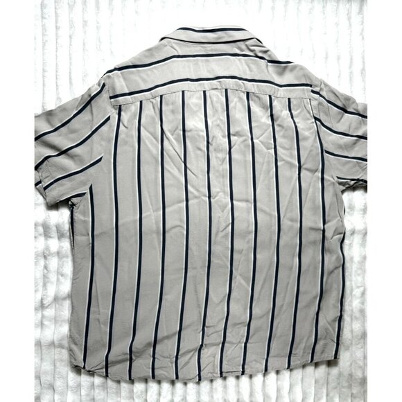 Denim & Flower Ricky Singh Men's XL White Button Up Gray Vertical Stripe Viscose - Picture 12 of 12